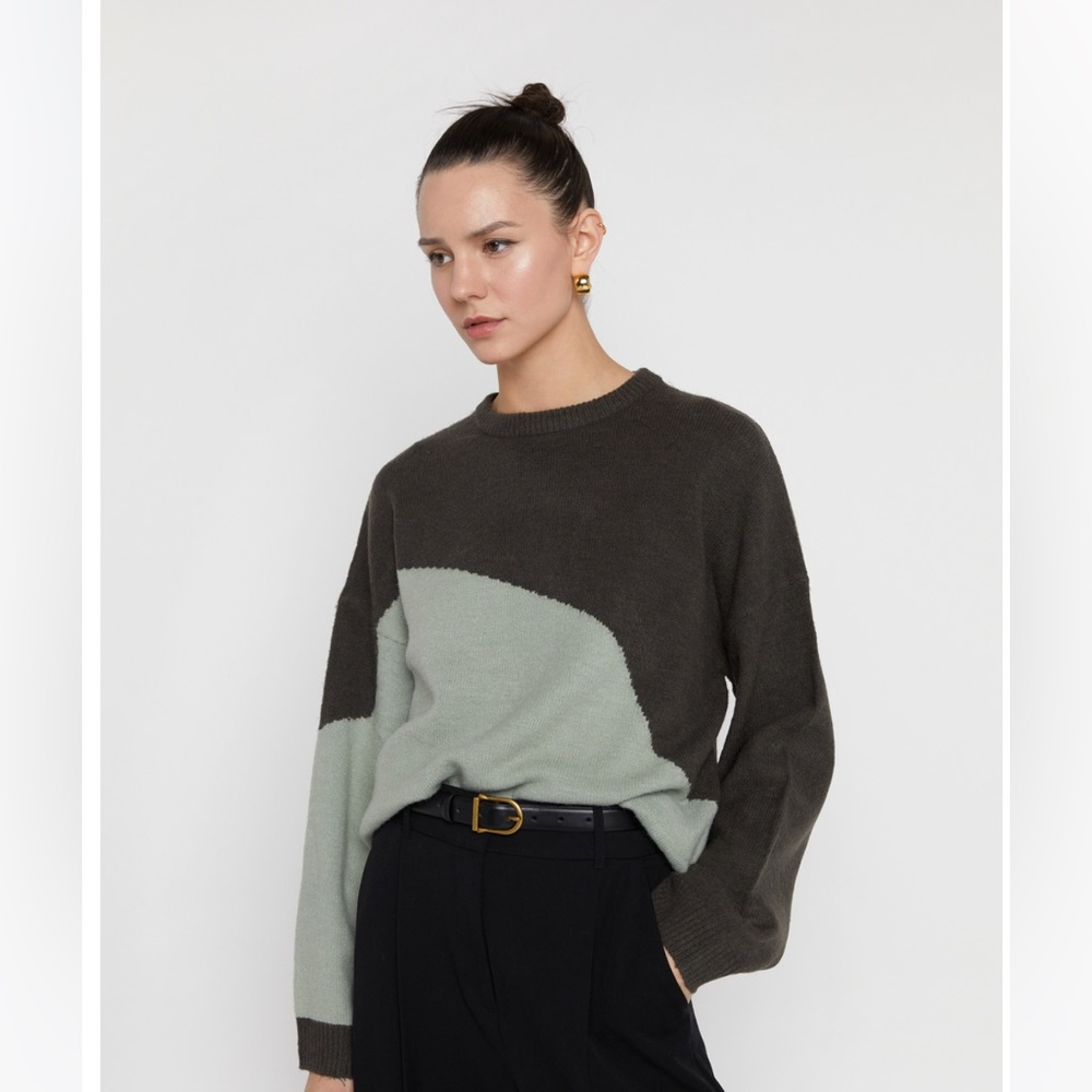 Oak and Fort color block knit sweater